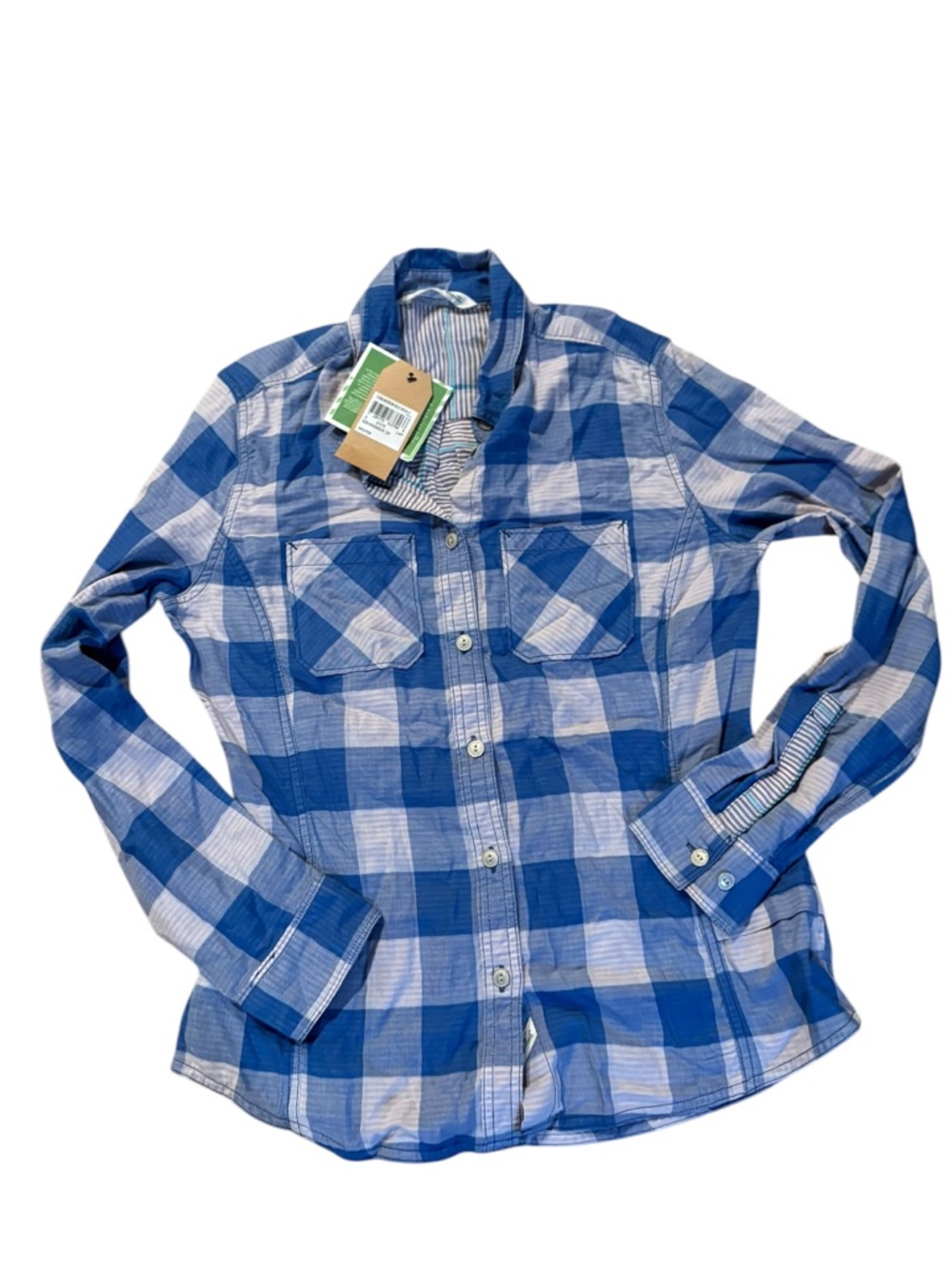 Woolrich blue white button up blouse shirt new nwt s